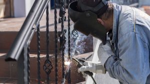 Image of a contractor working on a staircase