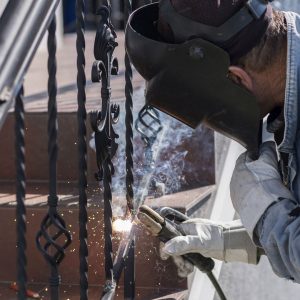 Image of a contractor working on a staircase