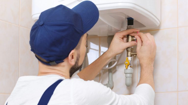 Image of a contractor on a water heater